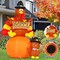 GOOSH 6 FT Thanksgiving Inflatables Turkey Blow Up Yard Turkey on Pumpkin with Turkey Baby with Built-in LEDs